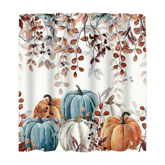 Uuiauoio Fall Pumpkin Shower Curtain, Cute Autumn Harvest Thanksgiving Fabric Shower Curtains Set for Bathroom Decorative with Hooks Bath Decor ,Punch-free Bathroom Partition Curtain