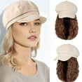 thumbnail image 3 of YEKEYI Beret Hat with Hair Newsboy Cap with Bob Hair Extensions Hat Wig Visor Beret Short Curly Wavy Hairpiece for Women, 3 of 9