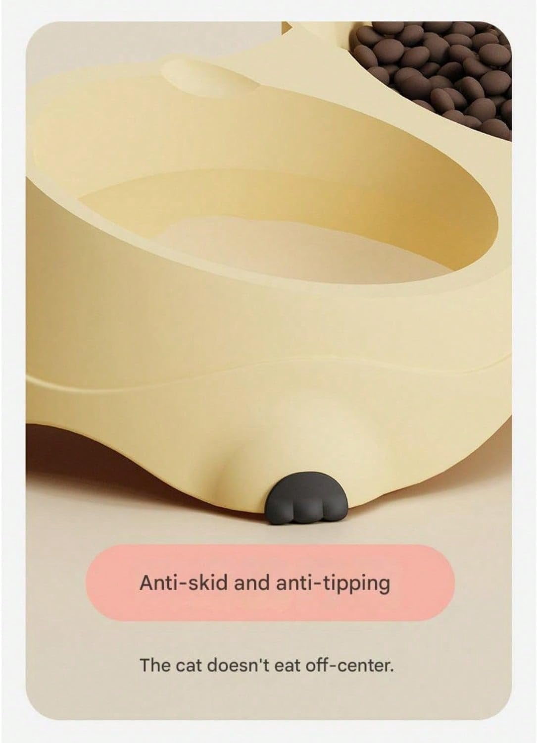Stainless Steel Pet Bowl, Tilted Anti-Slip Feeding Station for Cats & Dogs, Easy to Clean & Helps Prevent Dark Chin (Gray, 600ml)