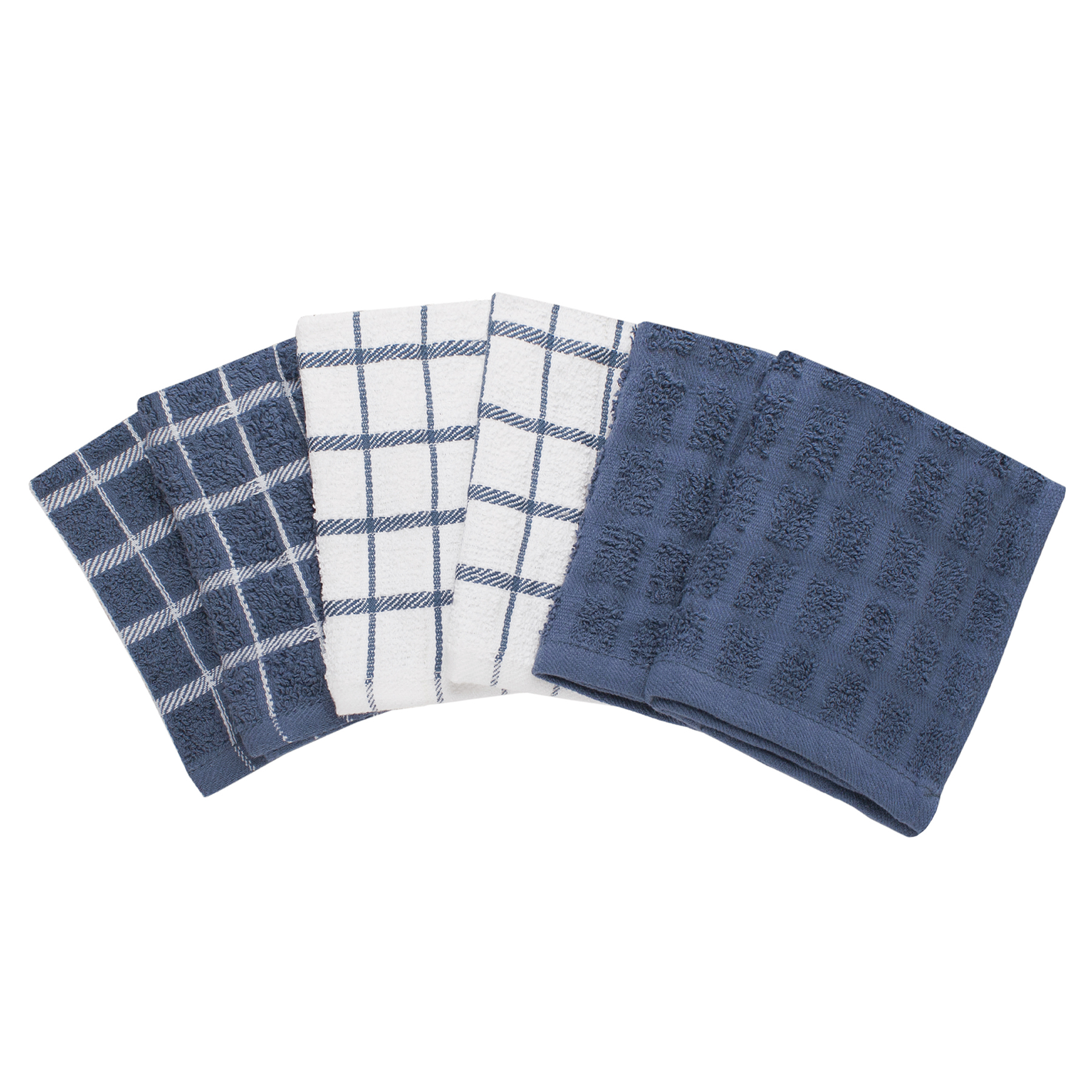 RITZ Terry Cotton Dish Cloth Set, 6-Pack, Federal Blue, 12' x 12'