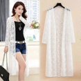 thumbnail image 4 of Cárdigan de encaje para mujer, de verano, con protección solar, manga larga, talla grande, largo medio, abrigo fino., 4 of 4