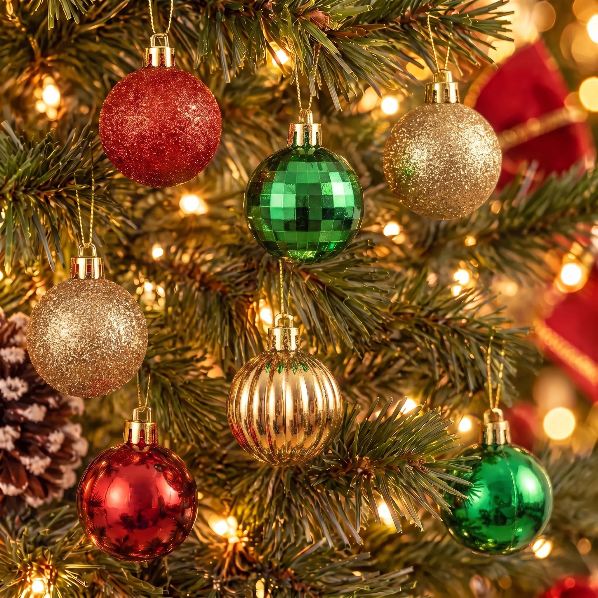20-Count Red/Green/Gold Mini Ball Shatterproof Christmas Ornaments, by Holiday Time