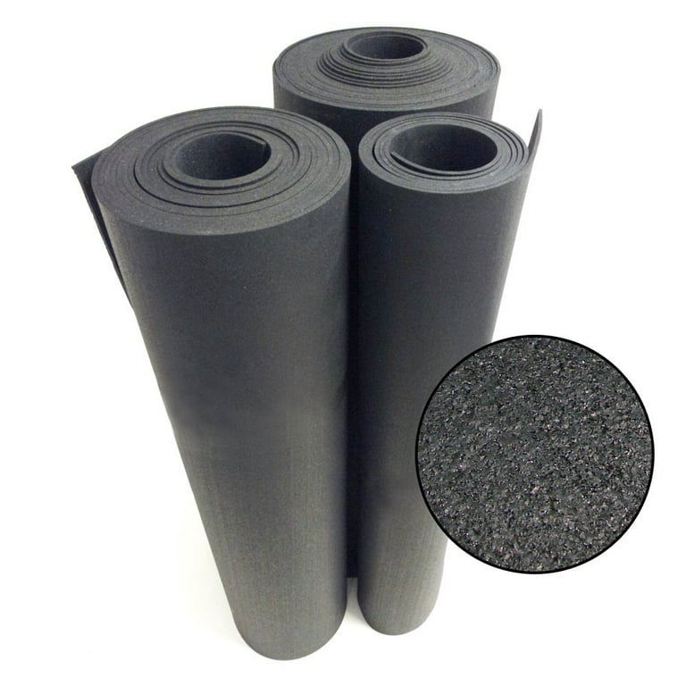 Rubber-Cal Rubber Flooring Rolls - 6mm x 4ft Wide x 8ft Long Roll - Black  Rubber Mat
