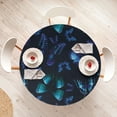 thumbnail image 4 of Ambesonne Spring Fitted Round Tablecloth, Butterfly Grunge Abstract, 36"- 40" Diameter, Indigo Dark Seafoam Black, 4 of 5