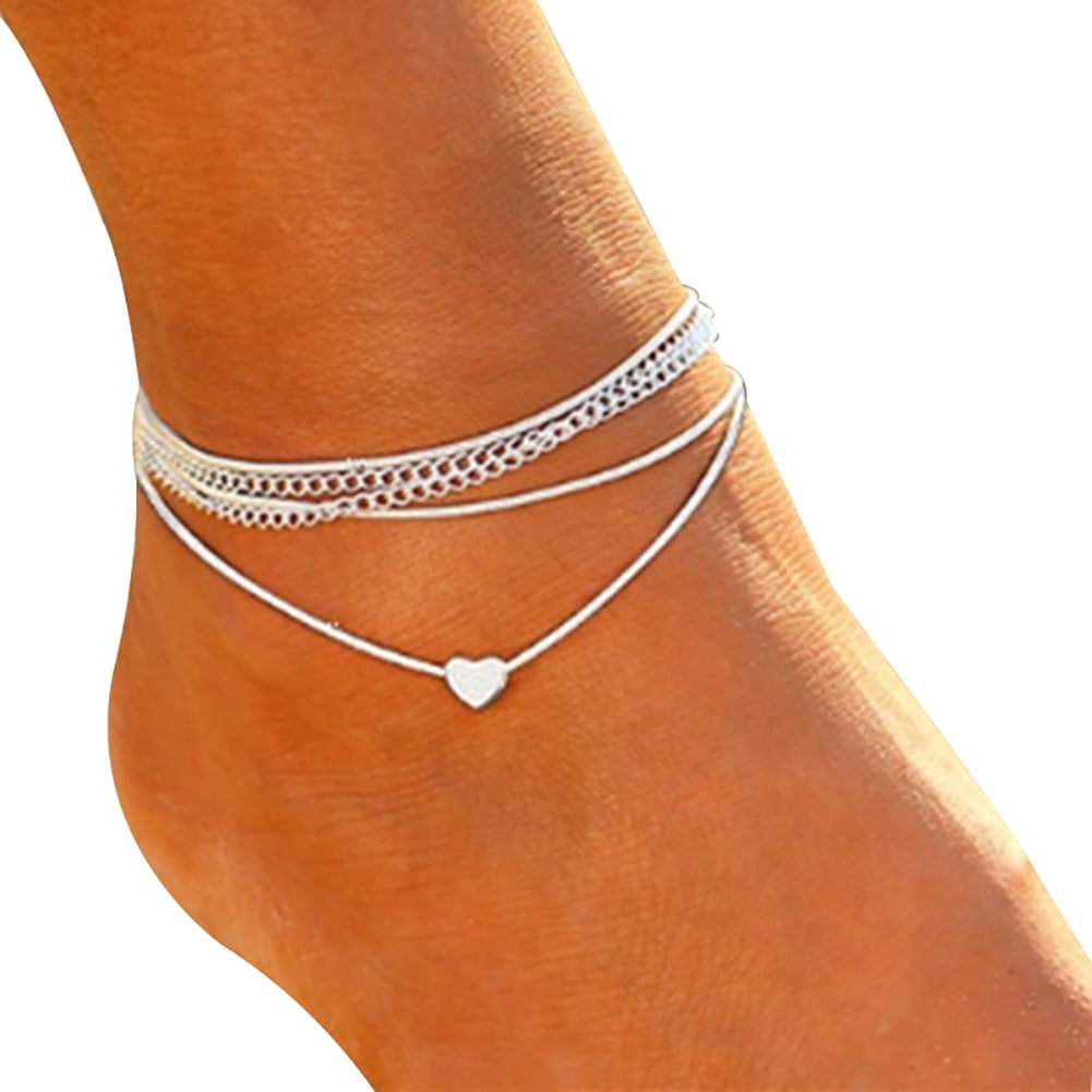 2pcs Fashion Charm Womens Glossy Star Bead Chain Anklet Ankle Bracelet Jewelry