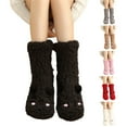 thumbnail image 2 of Cute Bear Embroidery Furry Slipper Socks for Women Non Slip Fuzzy Slipper Socks Winter Thermal Warm Home Sleeping Socks, 2 of 9