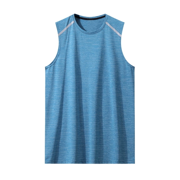 WRKEKC Workout Tank Tops for Men Solid Color Rounded Neck Sleeveless Summer Tee for Casual Everyday Wear