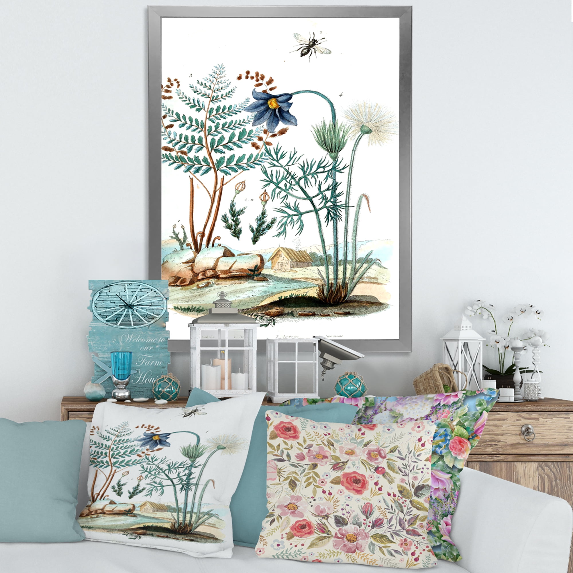 Designart 'Ancient Ancient Countryside Animals' Farmhouse Framed Art Print