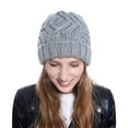 thumbnail image 5 of UDIYO Women Autumn Winter Solid Color Woolen Yarn Soft Warm Beanie Hat Knitting Cap, 5 of 8
