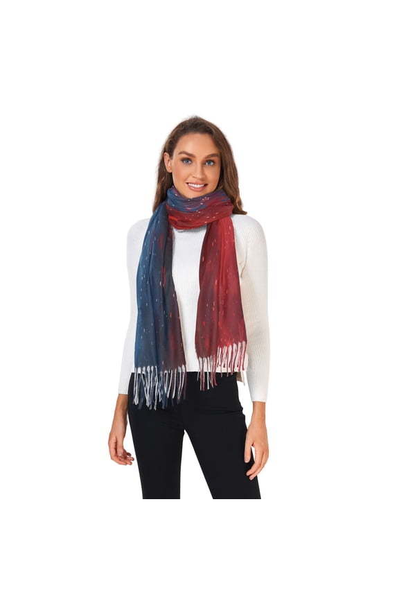 Winter Scarves for Women Red Blue Star at Night Fashion Pashmina Shawl Wraps Long Blanket Scarf for Fall Spring