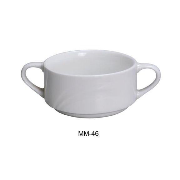 Yanco MM-46 3.875 in. Porcelain Miami Bouillon Cup with Handle, Bone White - 6 oz - Pack of 36