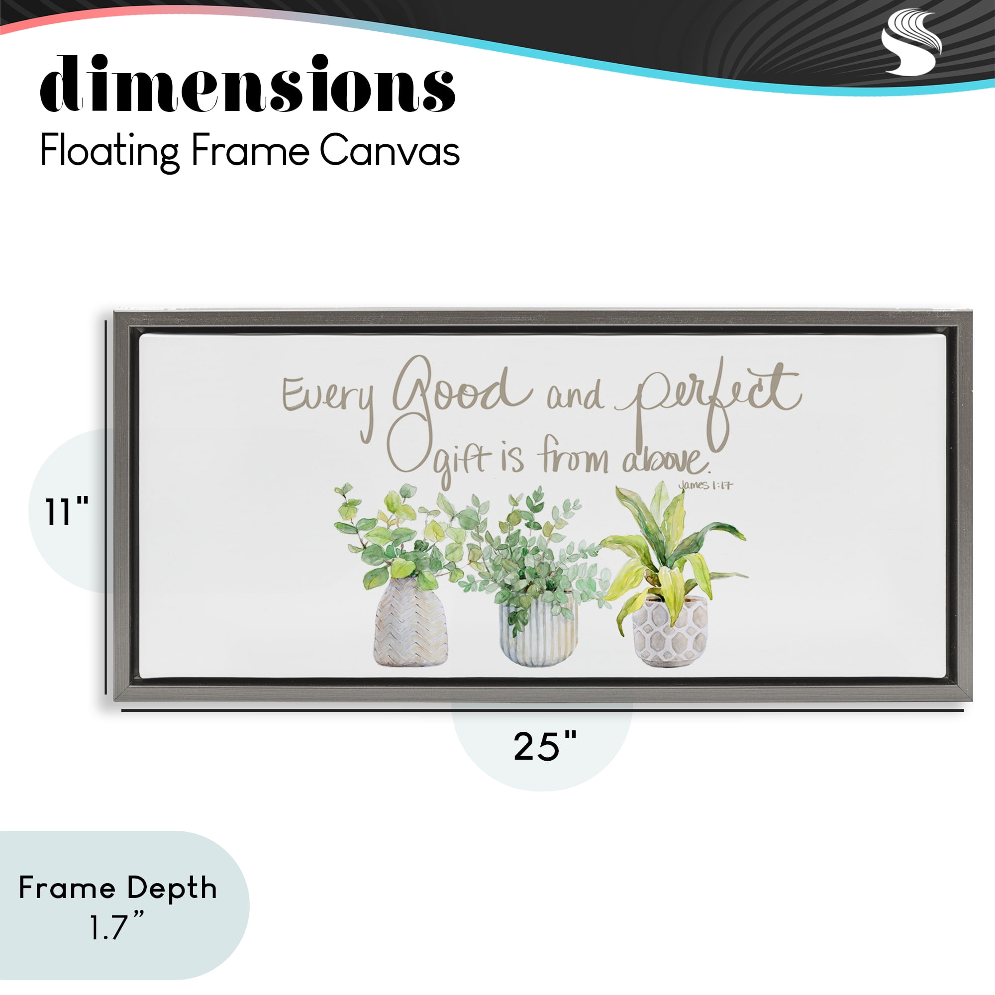 Stupell Industries Every Good & Perfect Gift Gray Framed Floater Canvas Wall Art, design by Lanie Loreth