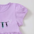 thumbnail image 4 of YDFCWXW Toddler Baby Girl Back to School Dress Crayon Bow Embroidery Puff Sleeve Dresses Summer Clothes (Light Purple, 3-4 Years), 4 of 9