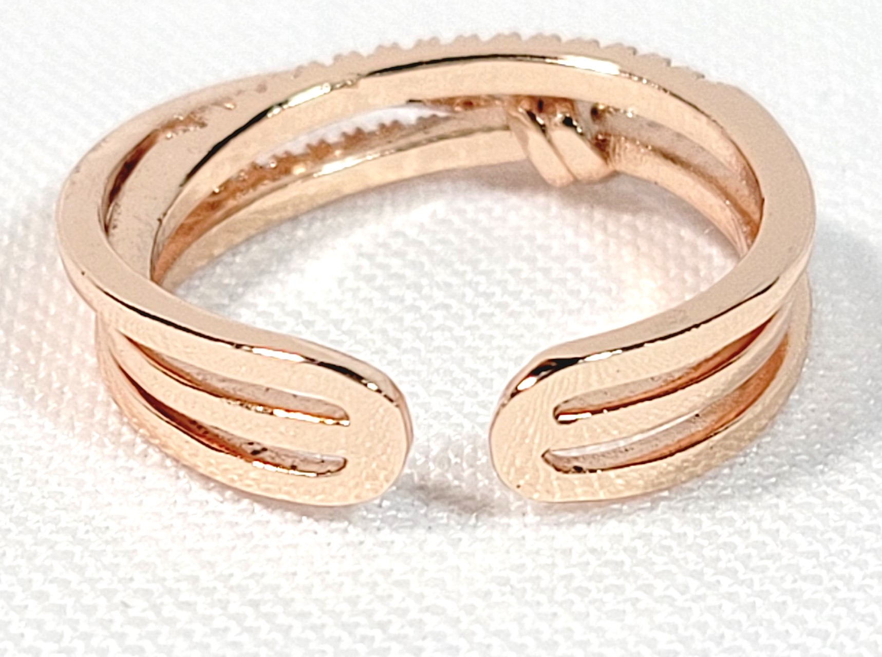 Rose Gold Sparkle French Manicure Glossy Almond Press On Nails and Adjustable Ring Set - Gift Set