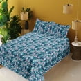 thumbnail image 2 of Ambesonne Tropical Fitted & Flat Sheet with Sham 3 Pcs Set, Colorful Art Banana Leaves, Twin, Teal Pale Pink and Navy Blue, 2 of 5
