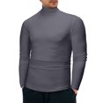 thumbnail image 3 of Krdevn Mens Shirts - Male Winter Warm High Collar Thermal Underwear Men Basic Plain T Shirt Blouse Pullover Long Sleeve Top,Mens Fall Shirts,Color:Dark Gray,Size:XL, 3 of 6