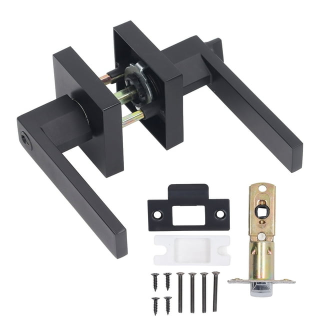 Manija de puerta con cerradura interior negra mate con llave Manija de puerta con cerradura de palanca de aleación de zinc resistente para 35-50 cm