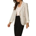 thumbnail image 4 of INSPIRE CHIC Women's Work Office Blazer Notched Lapel Long Sleeve Jacket Suit Blazer S Cream White, 4 of 6