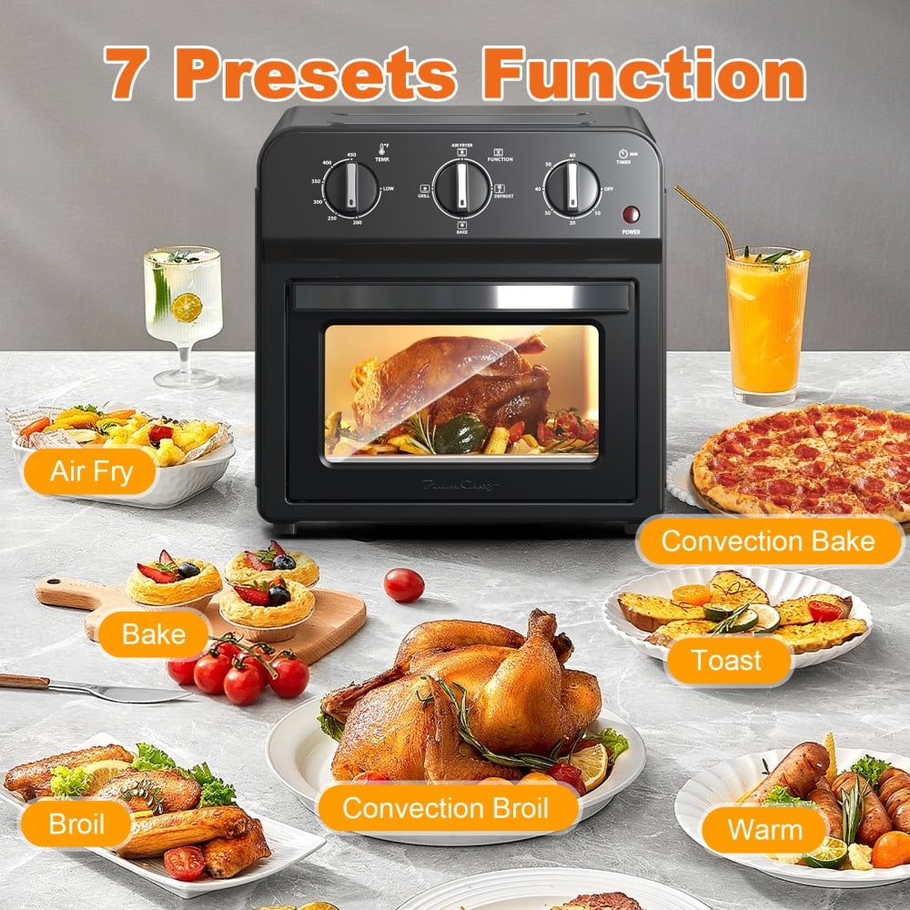 13QT Air Fryer Toaster Oven Combo, 7-in-1 Multifunctional Convection Countertop Oven, 360° Hot Air Circulation Healthy Oil-Free Cooking, Black