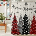 thumbnail image 6 of Red Christmas Tree Snowflake Shower Curtain for Bathroom, Xmas Pine Tree Vintage Linen Waterproof Shower Curtains Washable Quick Dry with Hooks Bathtub Curtains 72x72IN, 6 of 9