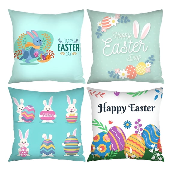 AUQ Easter Pillow Covers 18 x 18"es - Easter Series Cushion Cover Case Pillow Zippered Square Pillowcase