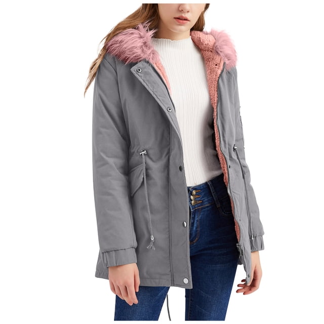 LSLJS Nouvelle Parka pour Femme Mi-Longue à Capuche d'Hiver Chaude en Peluche Décontractée Confortable Veste en Coton
