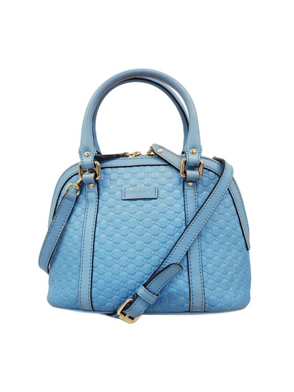 Pre-Owned Gucci Microguccissima Handbag 449654 Leather Blue 2-way Bag