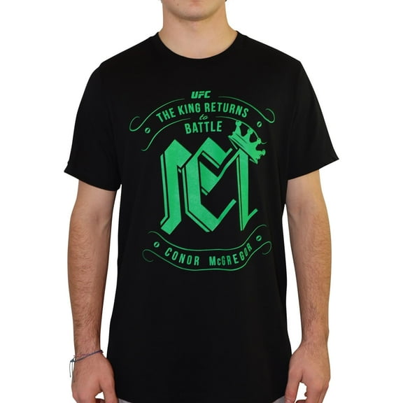 UFC Mens The King Returns To Battle Graphic T-Shirt, Black, Large