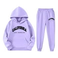thumbnail image 4 of SGMVNU Girls Sweatsuit 2 Piece Outfits Boys Hooded Sweatshirt and Jogger Sweatpants Tracksuit Set Tracksuit Clothing Set, Size 13-14 Years, Purple, 4 of 4