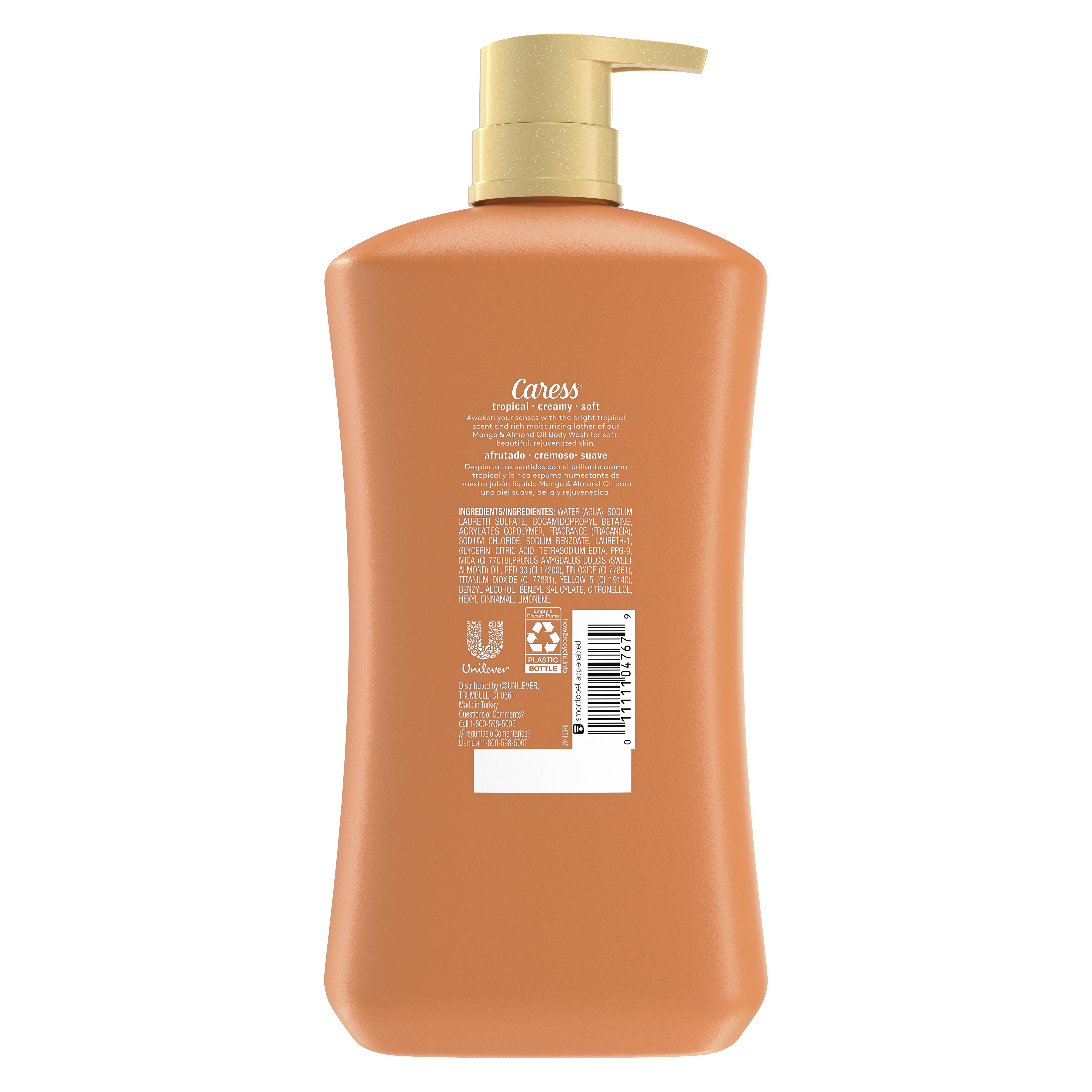 Caress Body Wash for Women, Mango & Almond Oil Shower Gel for All Skin 30 fl oz