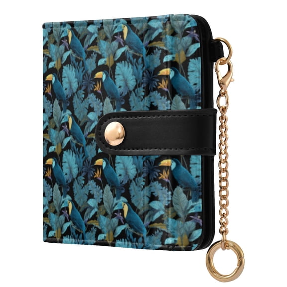 Qxltty Blue Toucan Ladies Wallet Rfid Slim Thin Compact Credit Card Women Wallet Zipper Coin Pocket and ID Window for Female Gifts