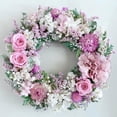 thumbnail image 4 of Guirnalda de metal de bricolaje para colgar en la puerta de ratán, corona de flores artificiales de color rosa y morado, decoración para bodas, fiestas de cumpleaños, suministros hechos a mano, 4 of 5