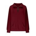 thumbnail image 3 of Women's Sweatshrits Quarter Zip Pullover Tops Casual Cable Knit Long Sleeve Stand Collar Sweatshirt Fashion Outfits Lightweight Sweater, 3 of 5