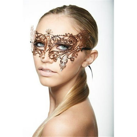 Kayso BB006RG Rose Gold with Clear Rhinestones Luxury Arrogant Metal Laser Cut Masquerade Mask - One Size