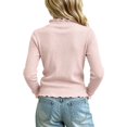 thumbnail image 6 of Sakuulaan Girls Long Sleeve Tops,Ribbed Knit Ruffle Neck Lace Button Fall Winter School Casual Shirt, 6 of 6