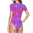 thumbnail image 4 of Naloa Pink Purple Glitter Women's Short-Sleeved Onesie, One-Piece Swimsuit for Parties, dates, clubs - Large, 4 of 9