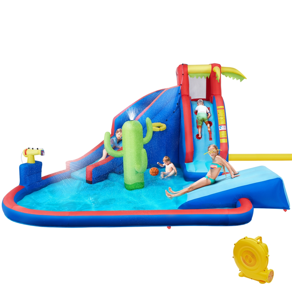 Topeakmart 15.2′ L x 13.4′ W x 7.5′ H Inflatable Water Slide with Storage Bag & Blower for Kids