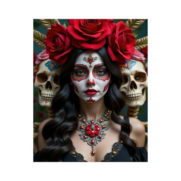 Paint By Numbers Kit for Adults Beginner - DIY Day Of The Dead Skull Beauty Canvas Painting Kits for Adults, Frameless Paint By Number for Adults for Home Wall Decor 16x20 Inch