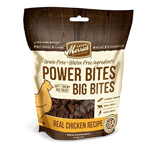 Merrick Power Bites Grain-Free Big Bites Real Chicken Recipe Dog Treats ...