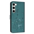 thumbnail image 3 of Flip Case for Samsung Galaxy S23 PU Leather Wallet Case with RFID Blocking Card Slot & Cash Pocket Magnetic Clasp Stand Function Cover Cat Patterned with Wrist Strap Phone Case,Darkgreen, 3 of 10
