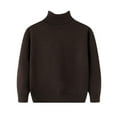 thumbnail image 3 of Swuxness Toddler Long Sleeve High Neck Knit Sweater, Kids Pullover Tops, Kids Solid Color Turtleneck Sweater Loose Comfortable Soft Base Layer Top Daily Wear Brown, 14-15 Years, 3 of 5