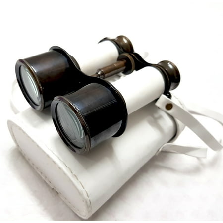 Black and White James Bond Brass Binocular with Royal Leather Case Nautical Action Monocular - collectiblesBuy