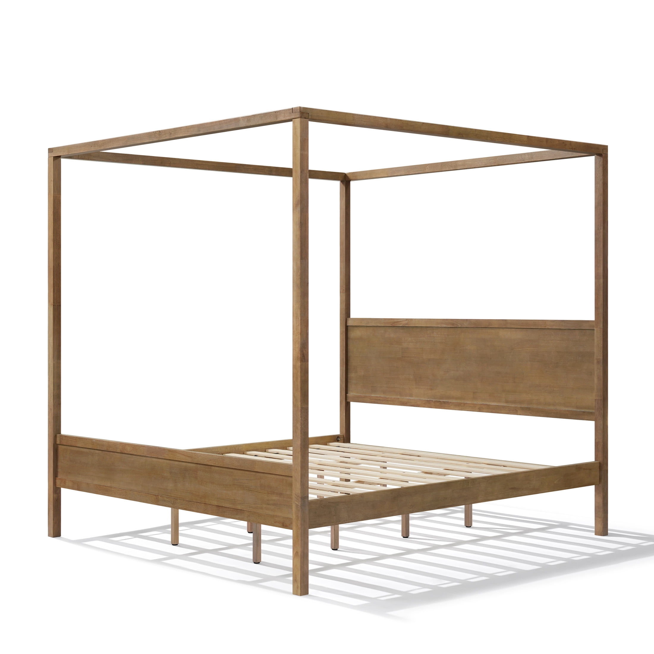 Christopher Knight Home Farmhouse King Canopy Bed Frame with Headboard, Solid Wood Frame, Antique Natural