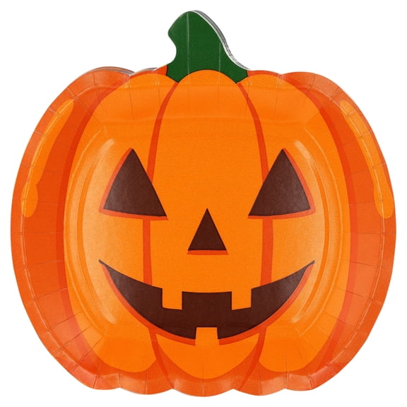 Halloween Jack-o'-Lantern Paper Plates, Orange, 9 Inch, 20 Count