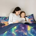 thumbnail image 4 of Manfei Multicolor Aurora 7pcs Bedding Comforter Set,Galaxy Starry Sky Queen Bedding Sets,Orange Sunset Queen Sheet Sets For Men Women,Super Cozy Room Decor Reversible, 4 of 8