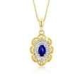 thumbnail image 2 of RYLOS Matching Jewelry Yellow Gold Plated Silver Floral Halo Design: Pendant Necklace, Earrings & Ring. Gemstone & Genuine Diamonds, 18" Chain. 6X4MM Lapis September Birthstone; Size 10, 2 of 9