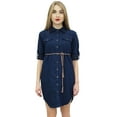 thumbnail image 6 of Bimba Women's Denim Short Dress Dark Blue Shirt Classic Collar Neck Dresses - 8, 6 of 8