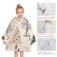 thumbnail image 6 of Beige Christmas Tree Pattern Blanket Hoodies for Kids 6-13YR Oversize Wearable Blanket Hoodies for Boys Girls Teens, 6 of 7