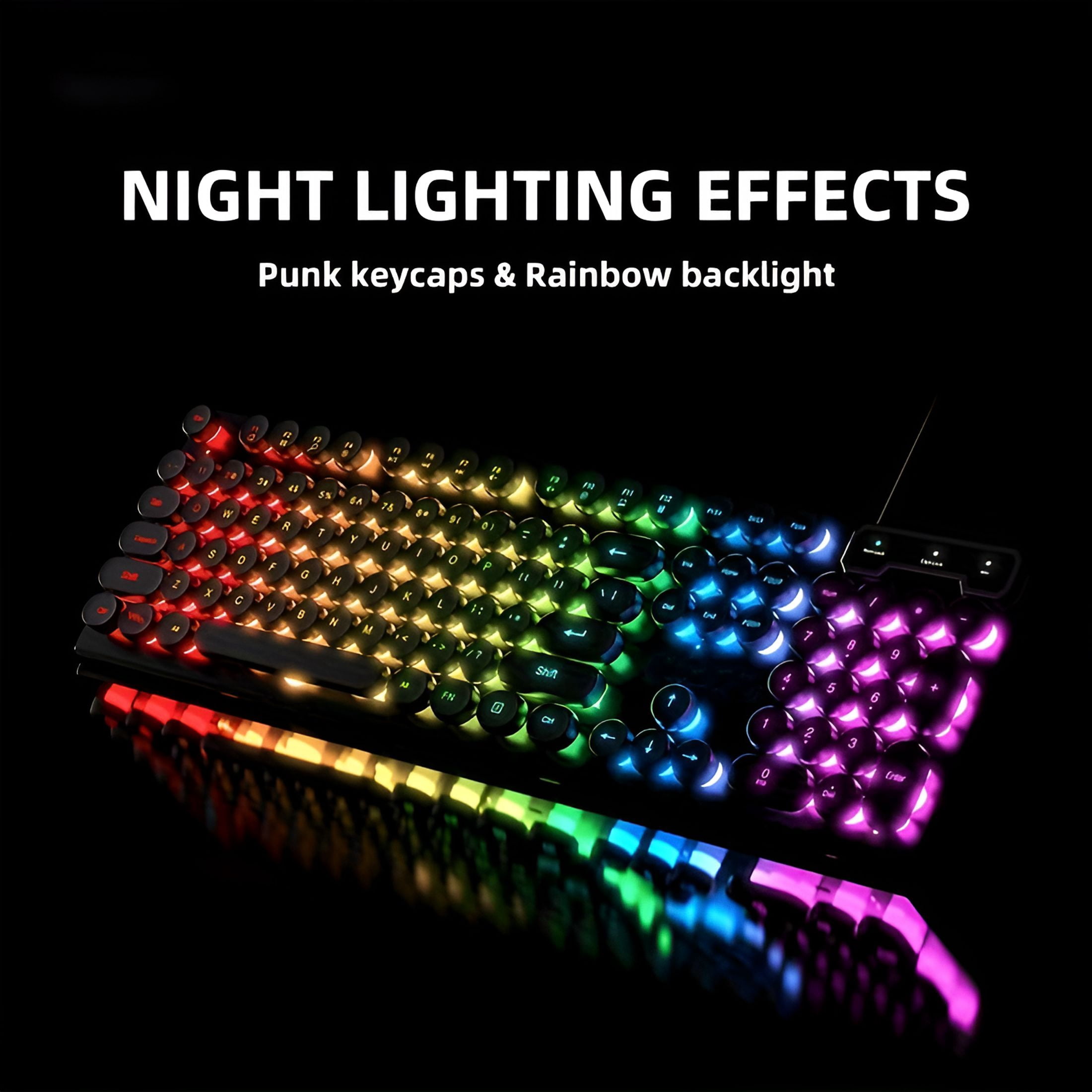 GJX 2026 New Retro Typewriter Style Gaming Keyboard | 104-Key Wired Usb,Rgb Backlit Punk Keycaps | Ergonomic for Office and Gaming for Typing,Gaming,Productivity,Creative Work,Home Office Use