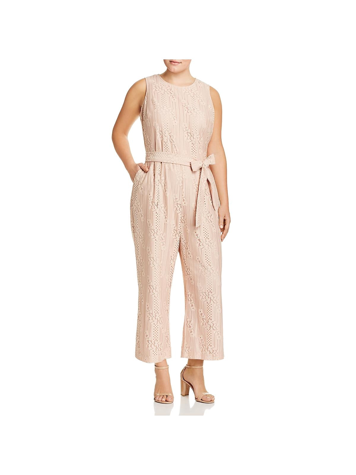 Vince Camuto Womens Plus Lace Cropped Jumpsuit Vince Camuto Womens Plus Lace Cropped Jumpsuit